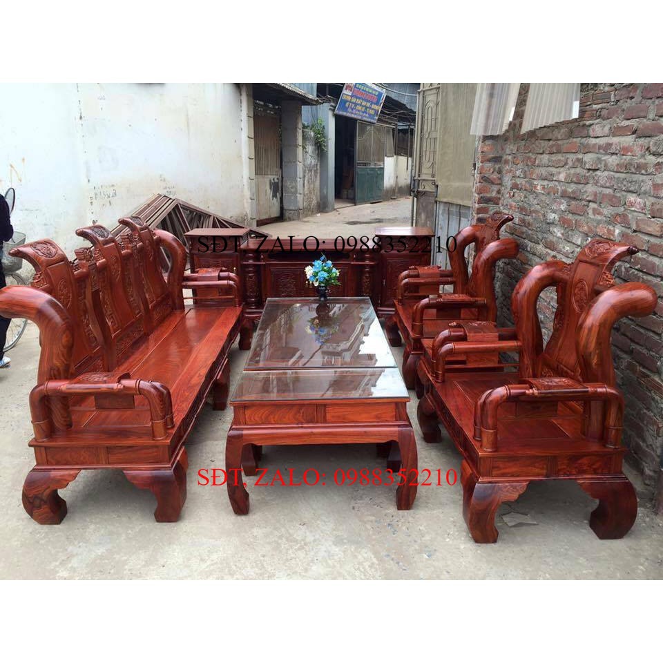 Bộ bàn ghế gỗ phòng khách giả cổ tần thủy hoàng gỗ hương vân