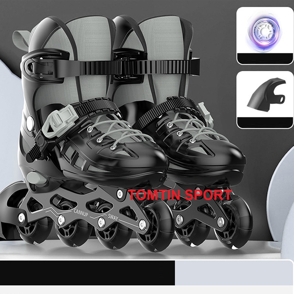 Giày patin trẻ em đèn led 8 bánh cao su tặng kèm bảo hộ chân tay hãng Sway