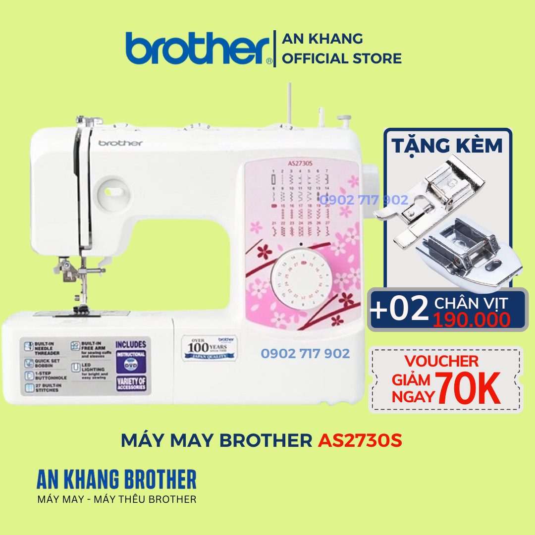 Máy may Brother AS2730S tặng túi đựng máy 300.000d và 1 chân vịt