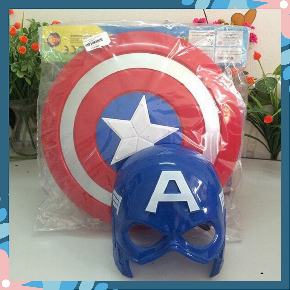 Đồ chơi trẻ em bộ khiên + mặt nạ đội trưởng mỹ captain america