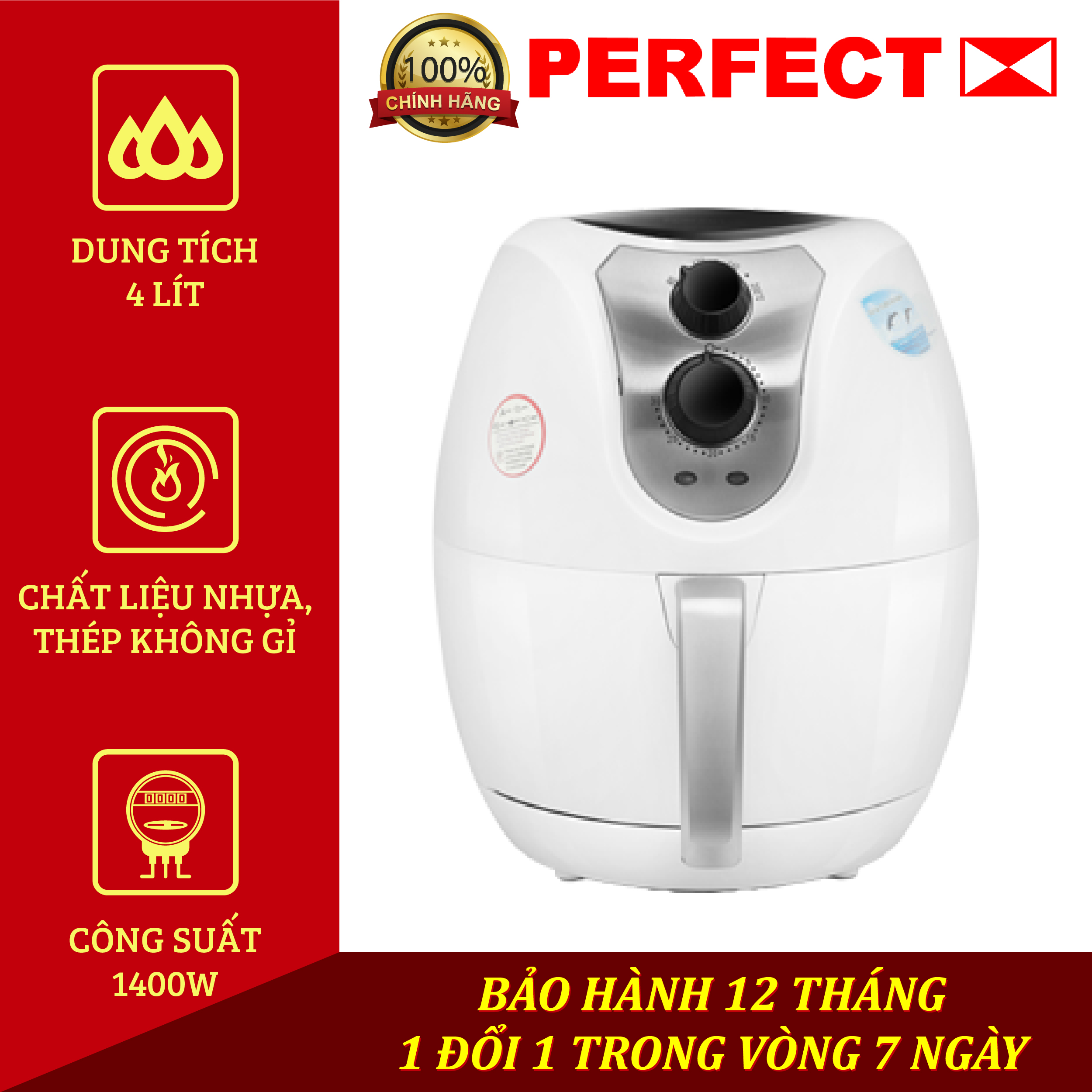 Nồi chiên không dầu perfect usa 4 l - GLA-609- hàng chính hãng