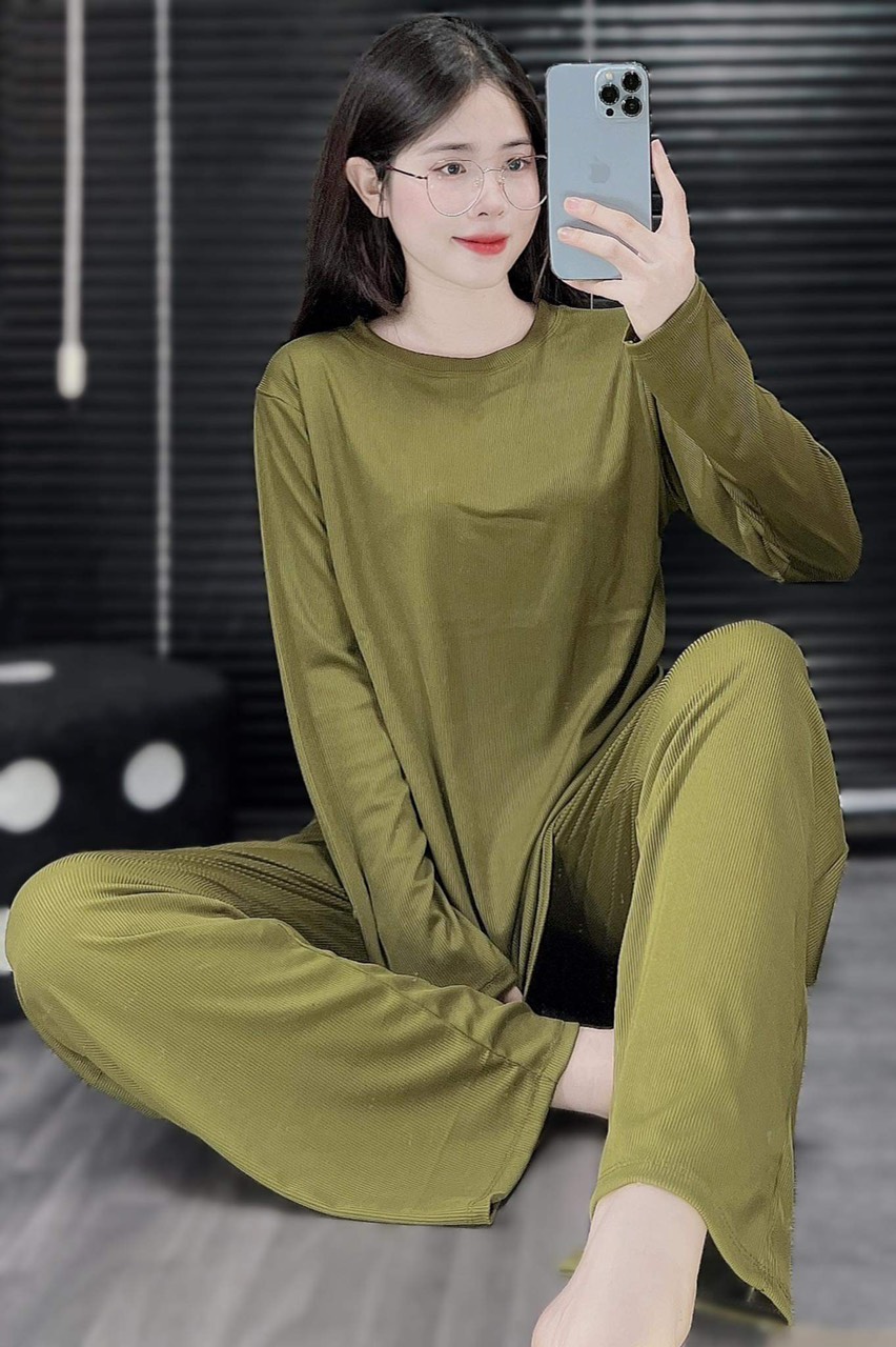 Sét bộ mặc nhà , đồ bộ nữ bigsize, set bộ ủ kem bigsize quần ống suông