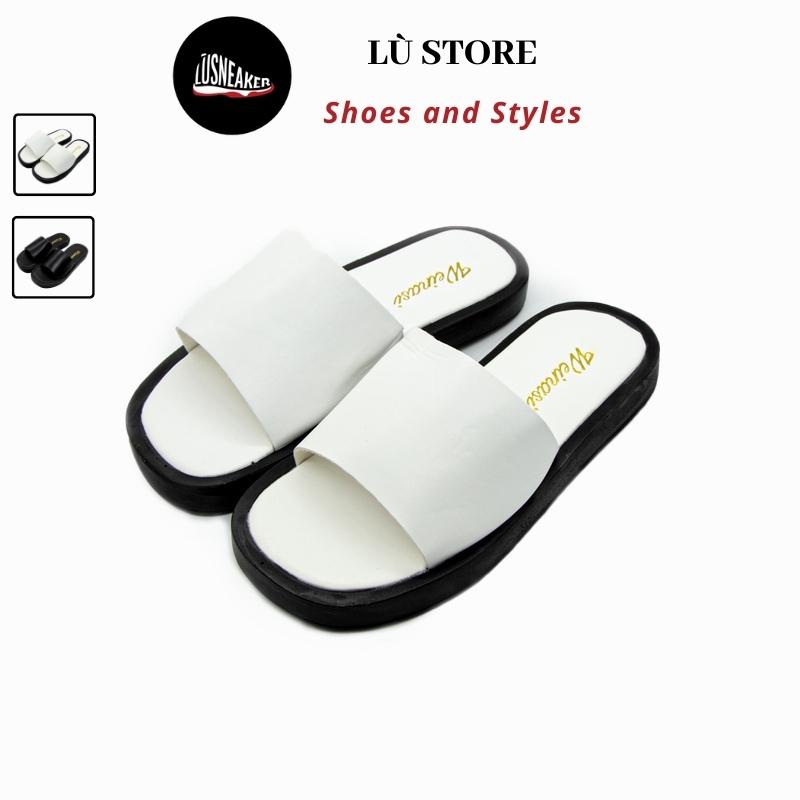 Dép nữ đế bệt quai ngang dép siêu nhẹ siêu êm có hai màu đen trắng size 35-39 [Jinbe Store] - DB.01