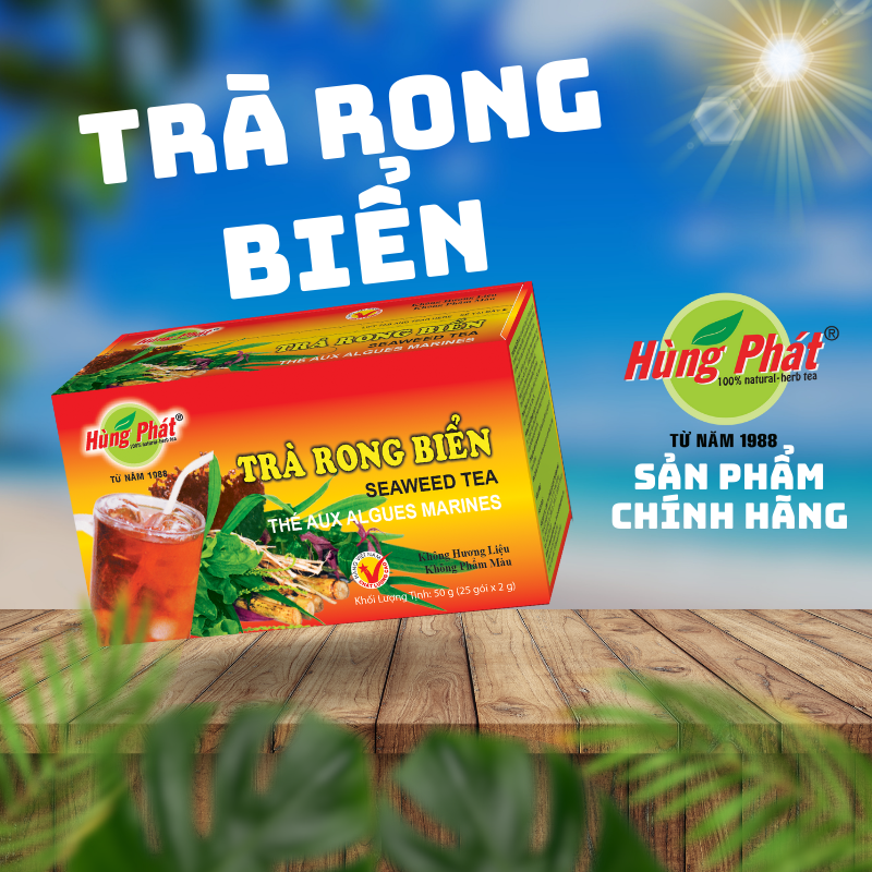 Trà Rong Biển Thanh Nhiệt Cơ Thể Hỗ Trợ Tăng Sức Đề Kháng Hộp 25 Gói - Thương Hiệu Hùng Phát