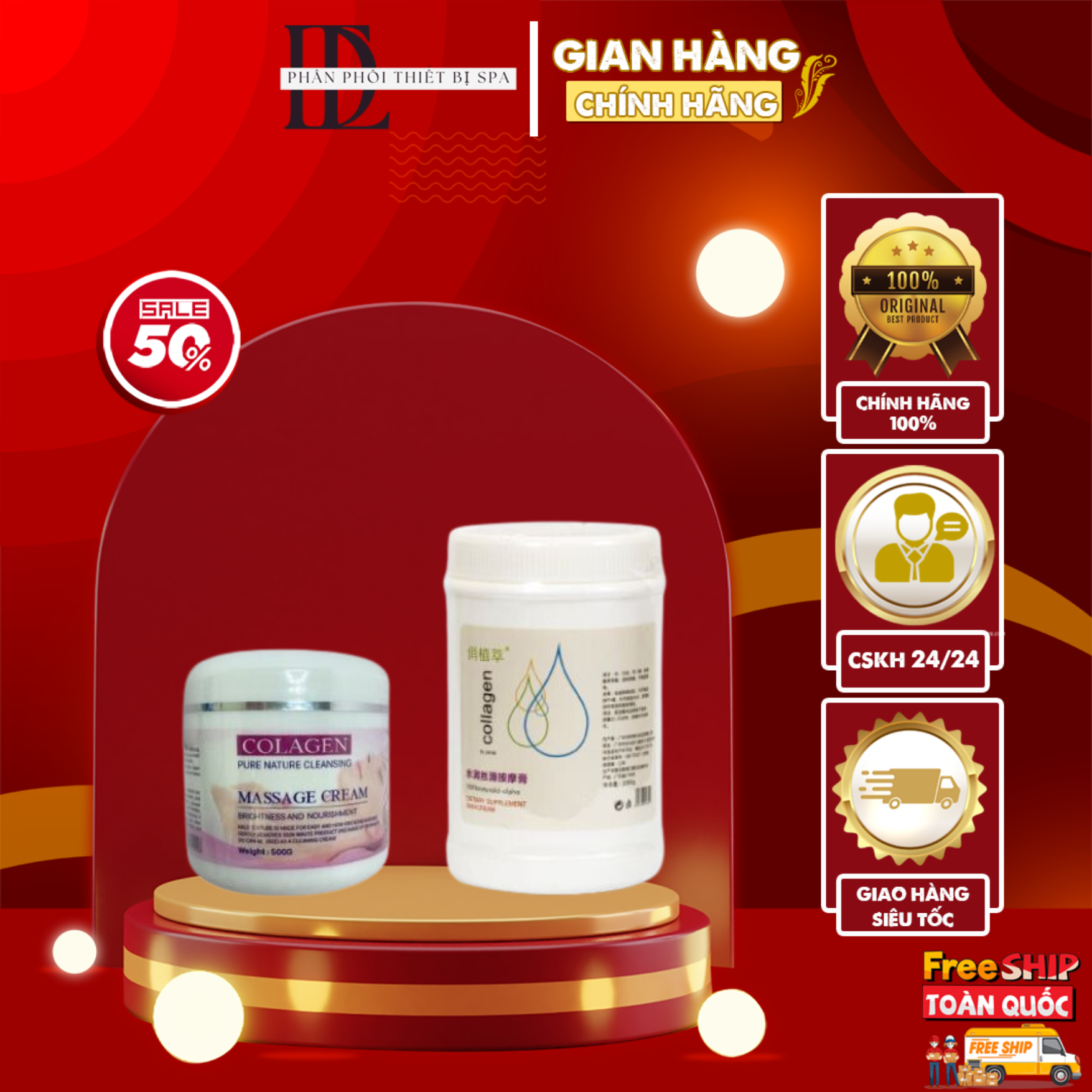 Kem massage Collagen hũ 500g và 1000g chuyên dùng trong spa