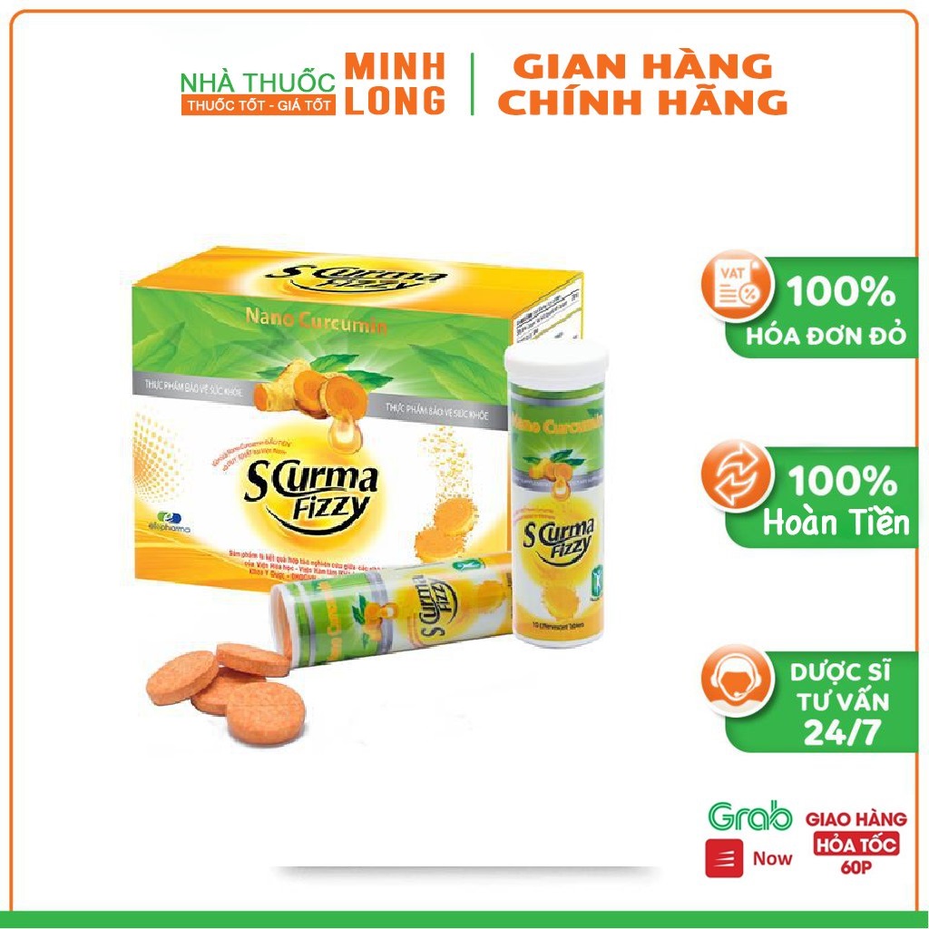Combo 2 hộp SCurma Fizzy - Viên sủi Hướng đích Nano Curcumin cho viêm loét dạ dày và trào ngược dạ dày