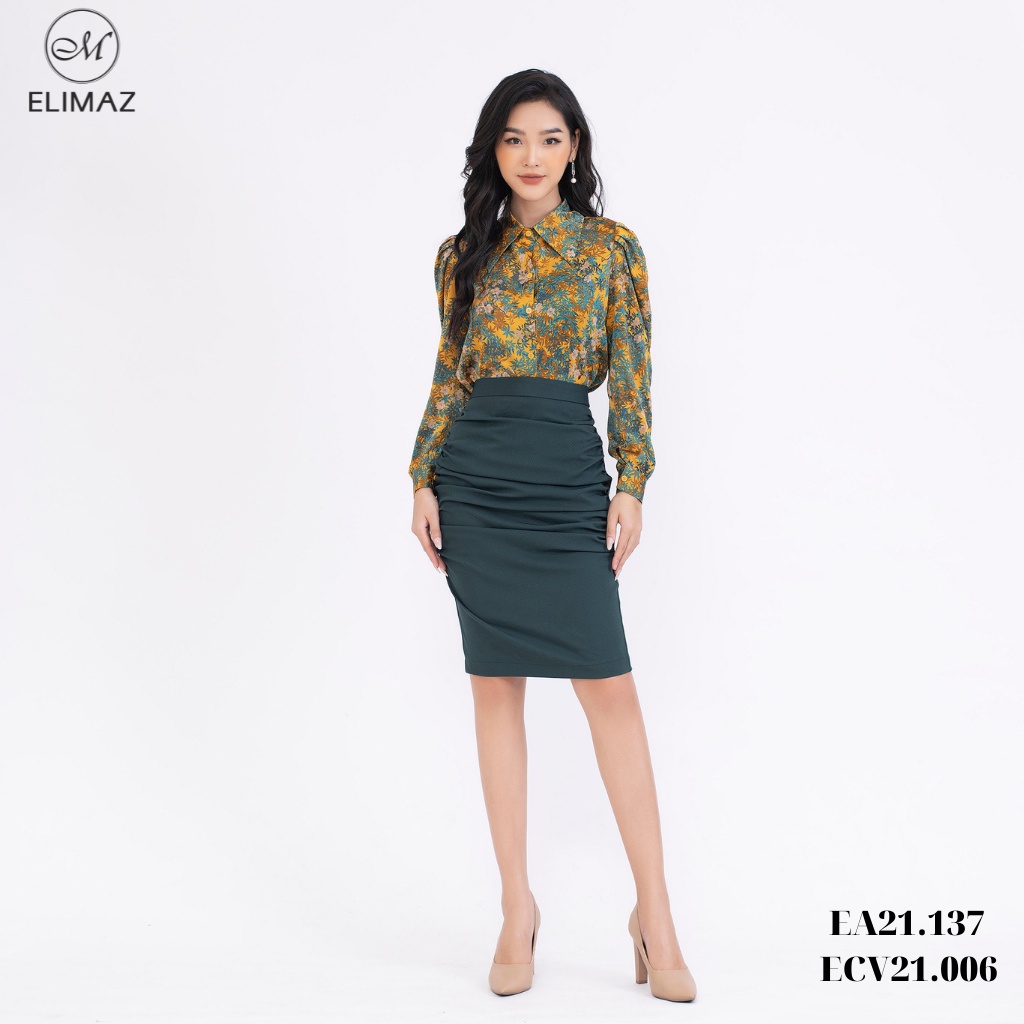 Áo sơ mi nữ công sở Elimaz họa tiết hoa lá mùa thu EA21.137