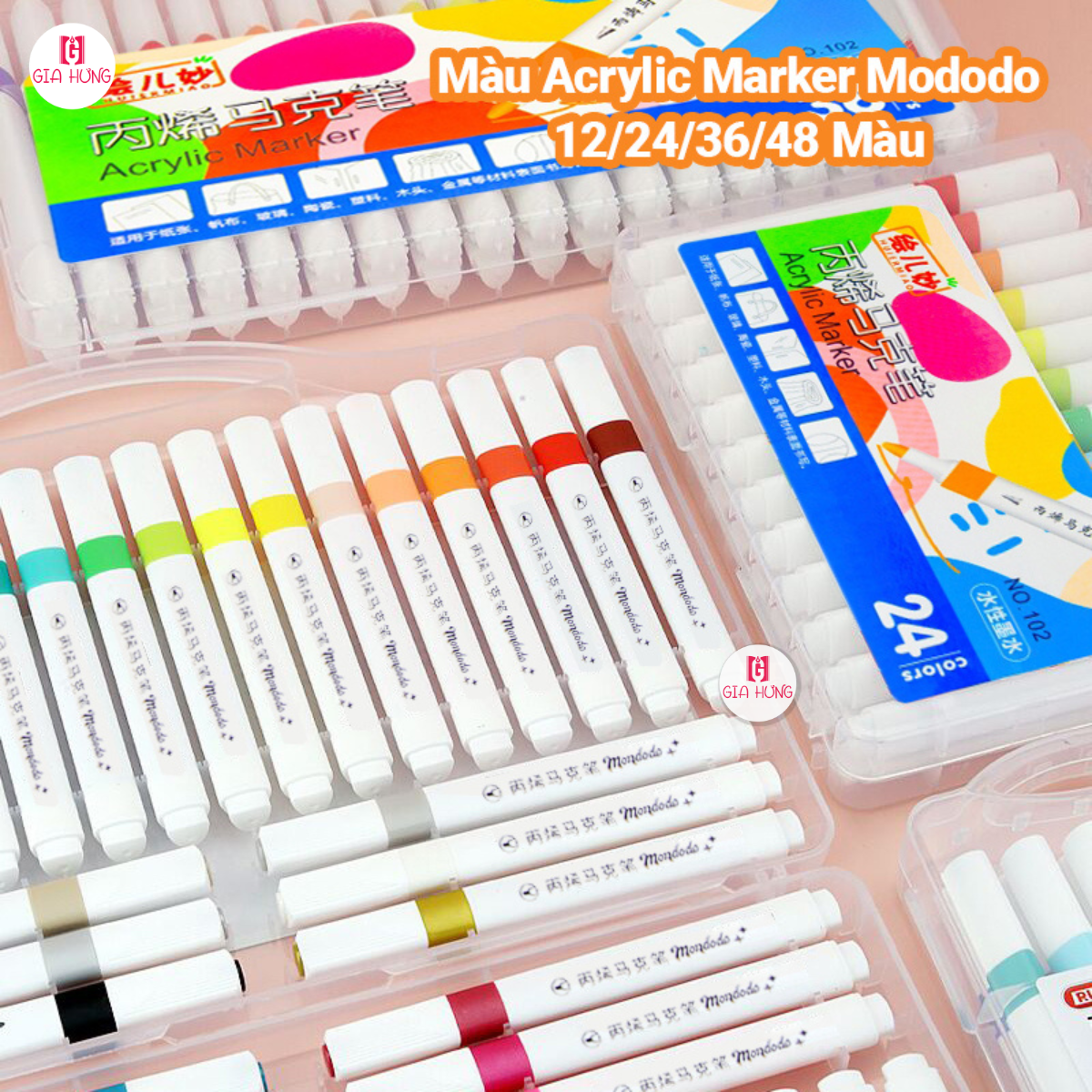 Bộ 24 Màu Acrylic Không Thấm Nước Chống Lem Không Phai Màu Sắc Tươi Sáng Dành Cho Học Sinh