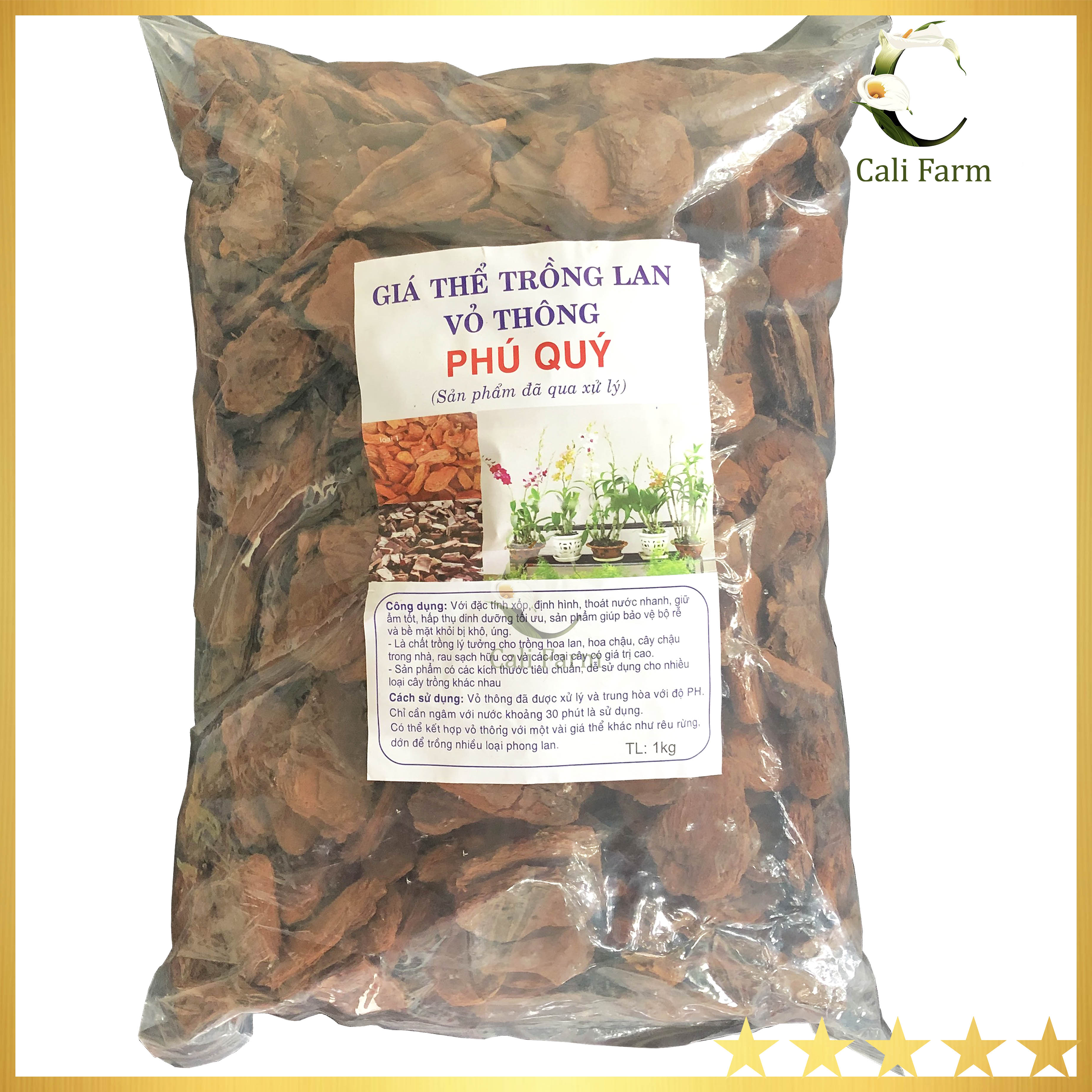 Vỏ Thông Đỏ Phú Quý 2-4cm đã qua xử lí và mài cạnh túi 1kg