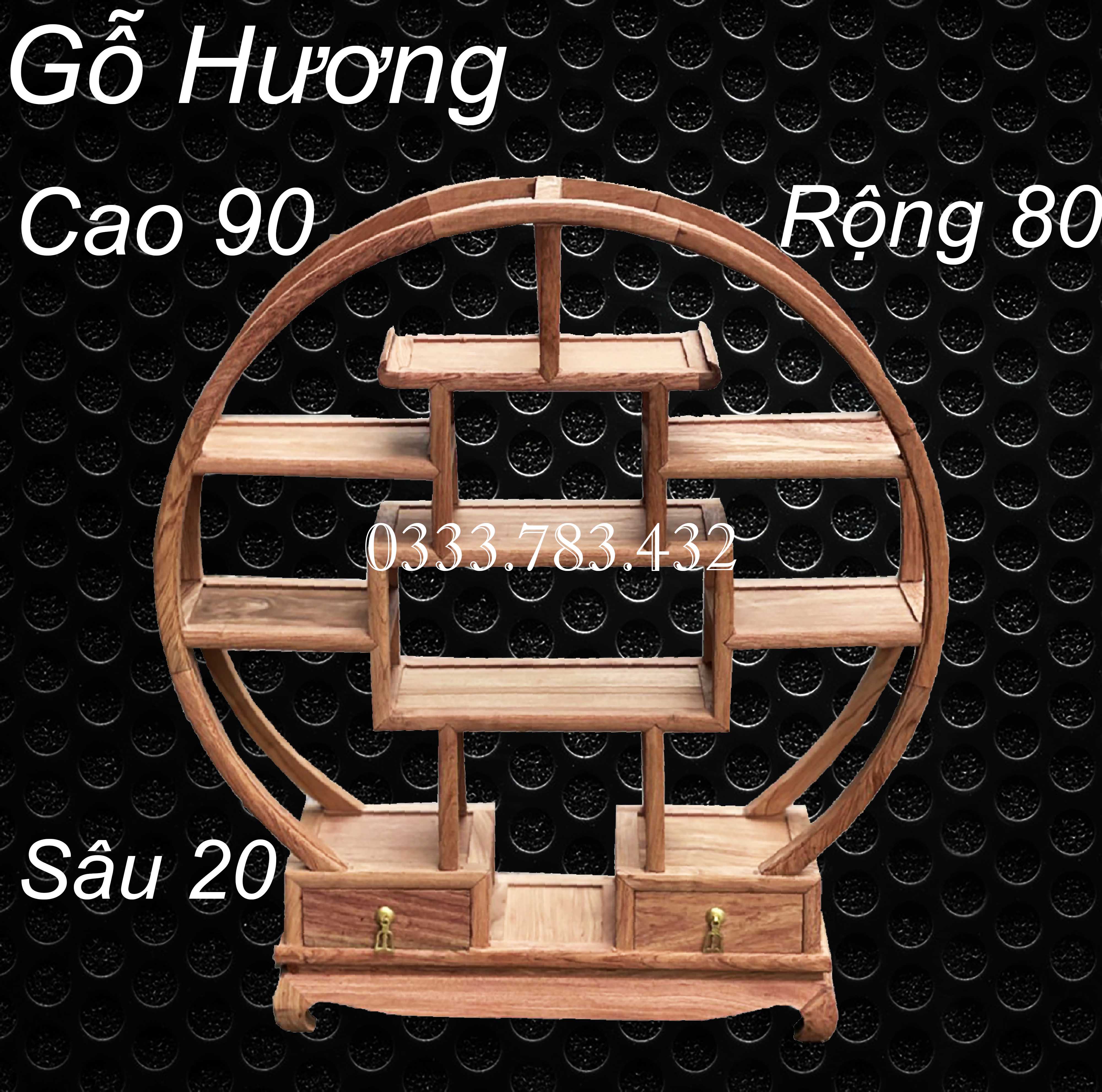 KỆ mini gỗ tròn lớn trang trí phòng khách gỗ hương cao 90cm