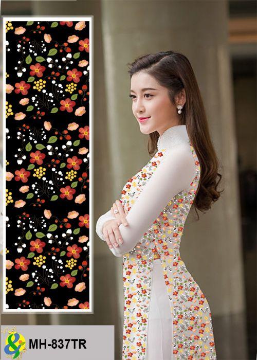 Vải áo dài 3D họa tiết hoa nhí MH-837