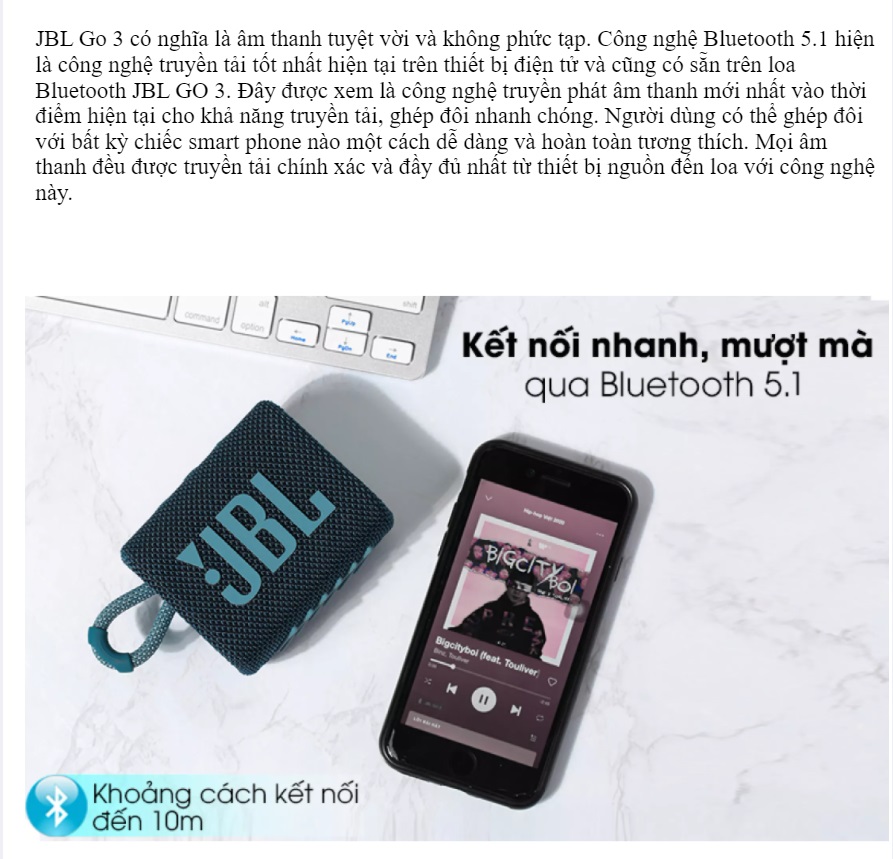 Loa Bluetooth JBL GO 3 - Loa Nghe Nhạc Công Suất Lớn 42W Loa Nghe