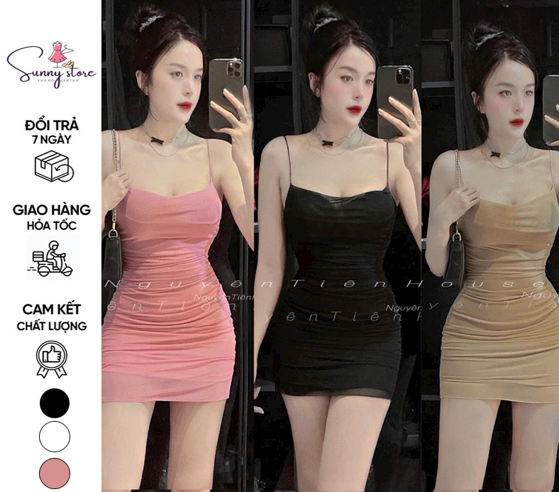 Đầm body lưới đuôi cá dáng ngắn