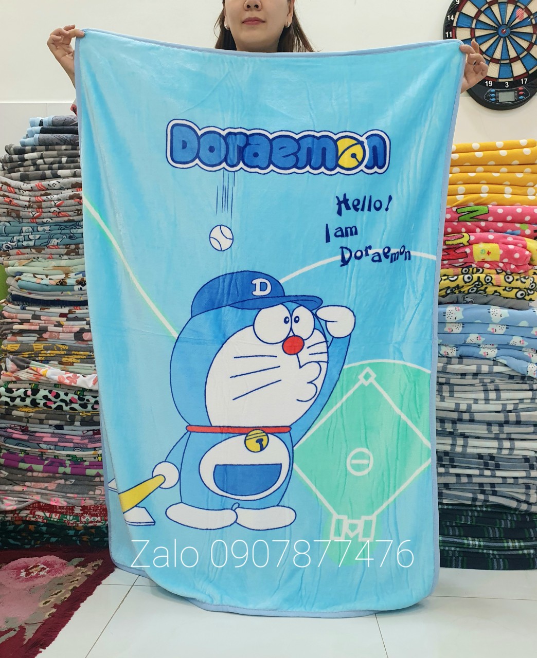 Mền lông Disney hoạt hình Doremon size nhỏ