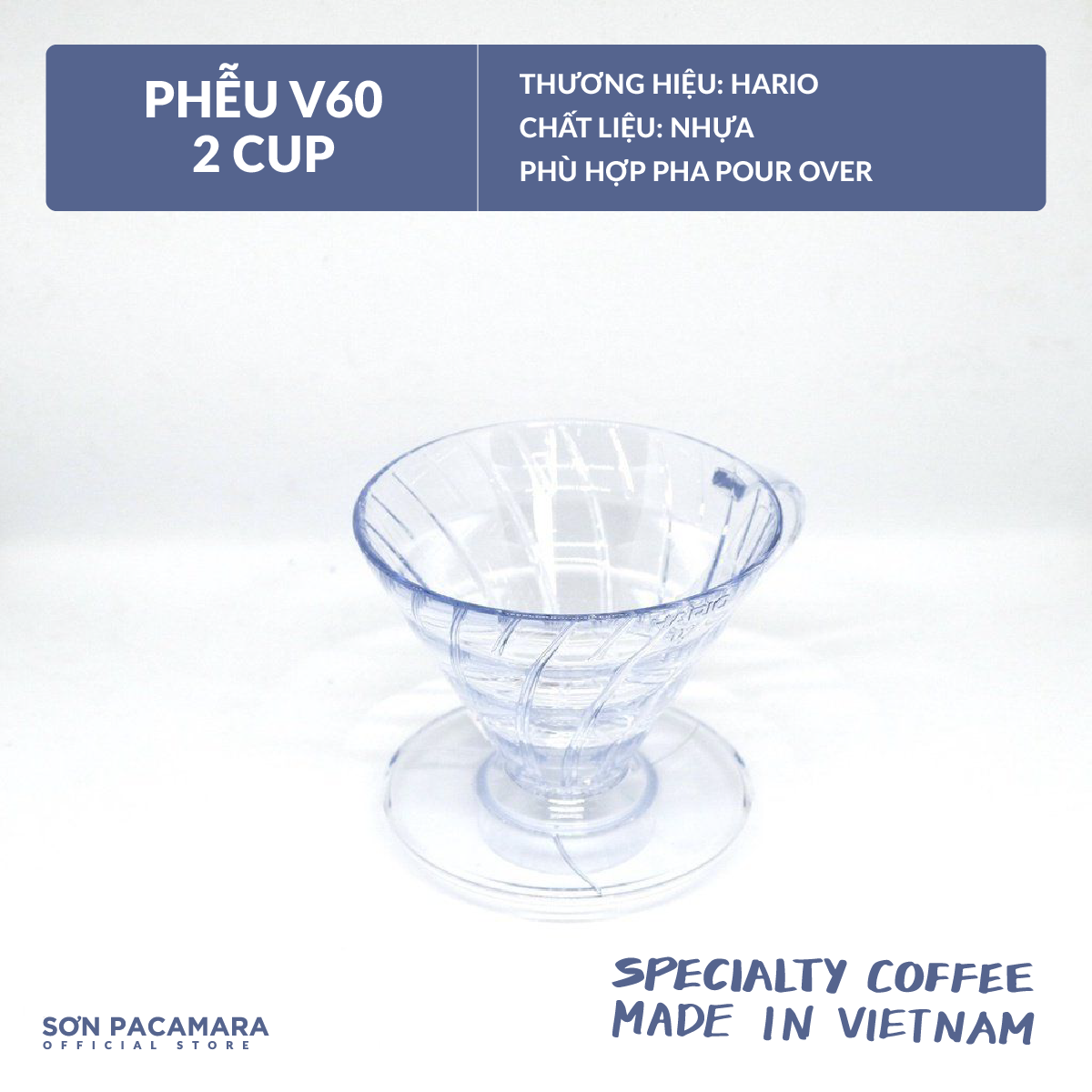 Phễu pha cà phê Hario V60 - Nhựa AS - Phù Hợp Pha Tại Nhà Và Camping