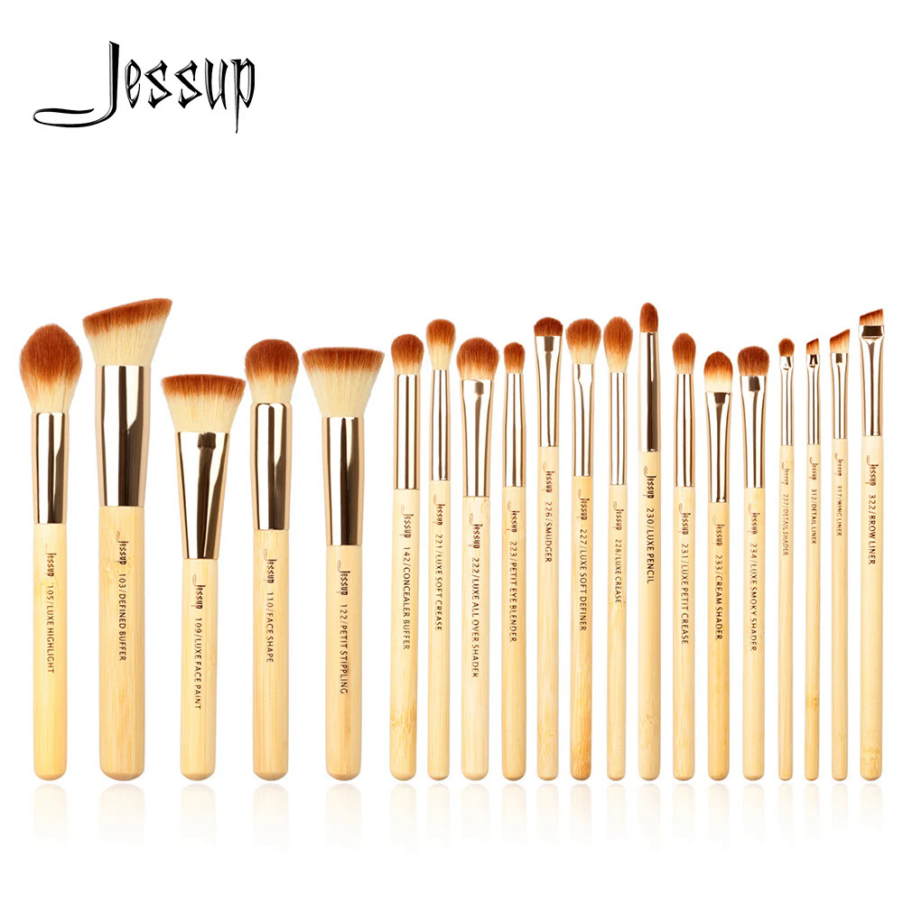 2023Jessup Bàn Chải 20Pcs Tre Chuyên Nghiệp Trang Điểm Bàn Chải Thiết Lập Nền Tảng Bột Chi Tiết Bút Kẻ Mắt Eyeshadow Lông Mày Pha Trộn