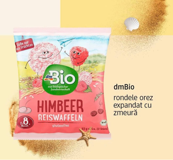 Bánh gạo mâm xôi hữu cơ DMBio 35g cho bé từ 8 tháng tuổi