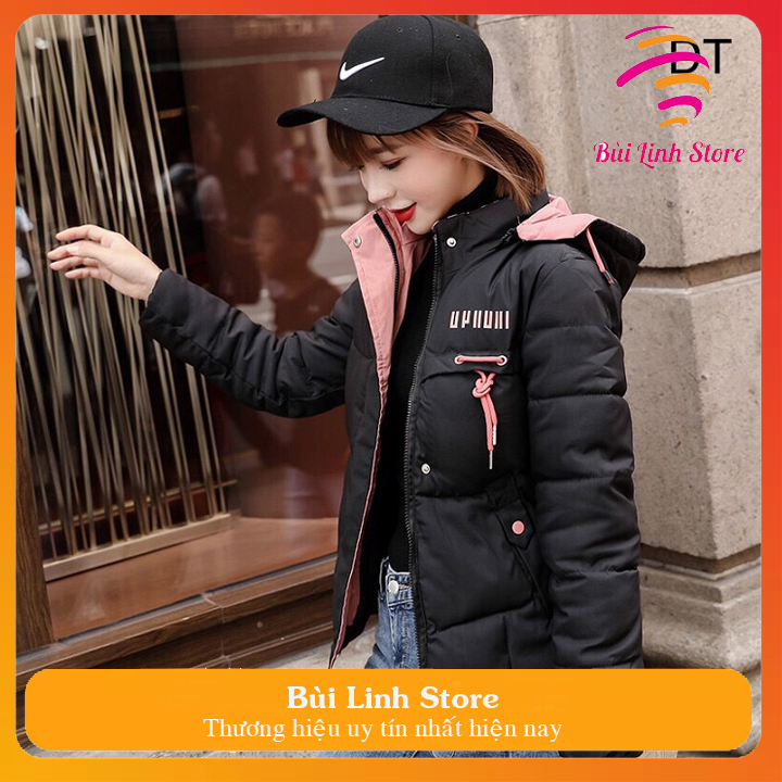 Áo Phao Nữ Hàn Quốc Dáng Ngắn Có Mũ Cực Đẹp Cực Ấm,Áo Ấm Nữ,Áo Rét Nữ,Áo Khoác Nữ