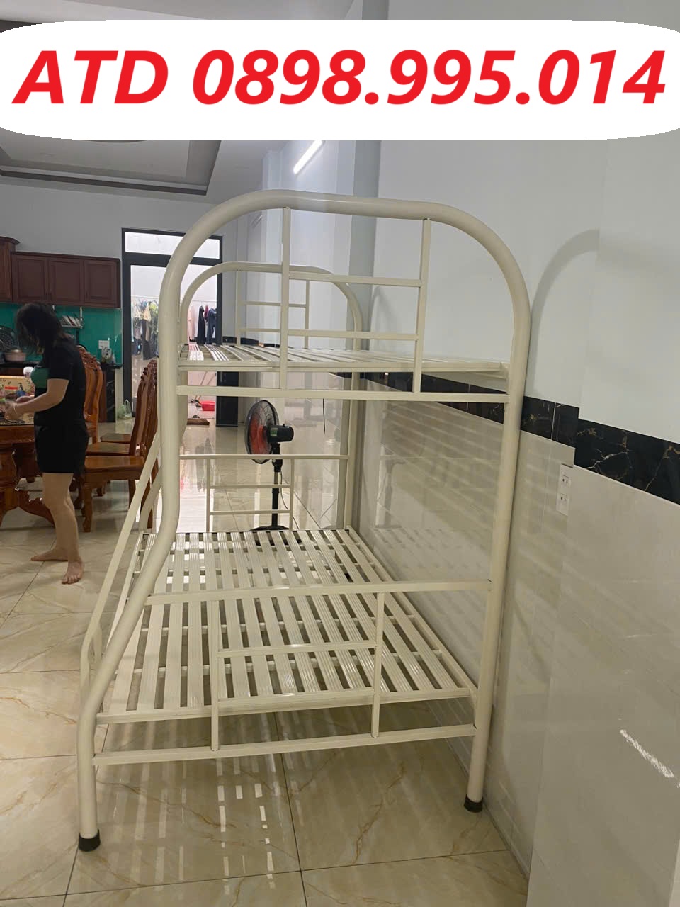 Giường ngủ 2 tầng bằng sắt- giường hai tầng cứng cáp ngang 80cm 1m 1m2 1m4 1m6 dài 2m giao nhanh hcm,bd