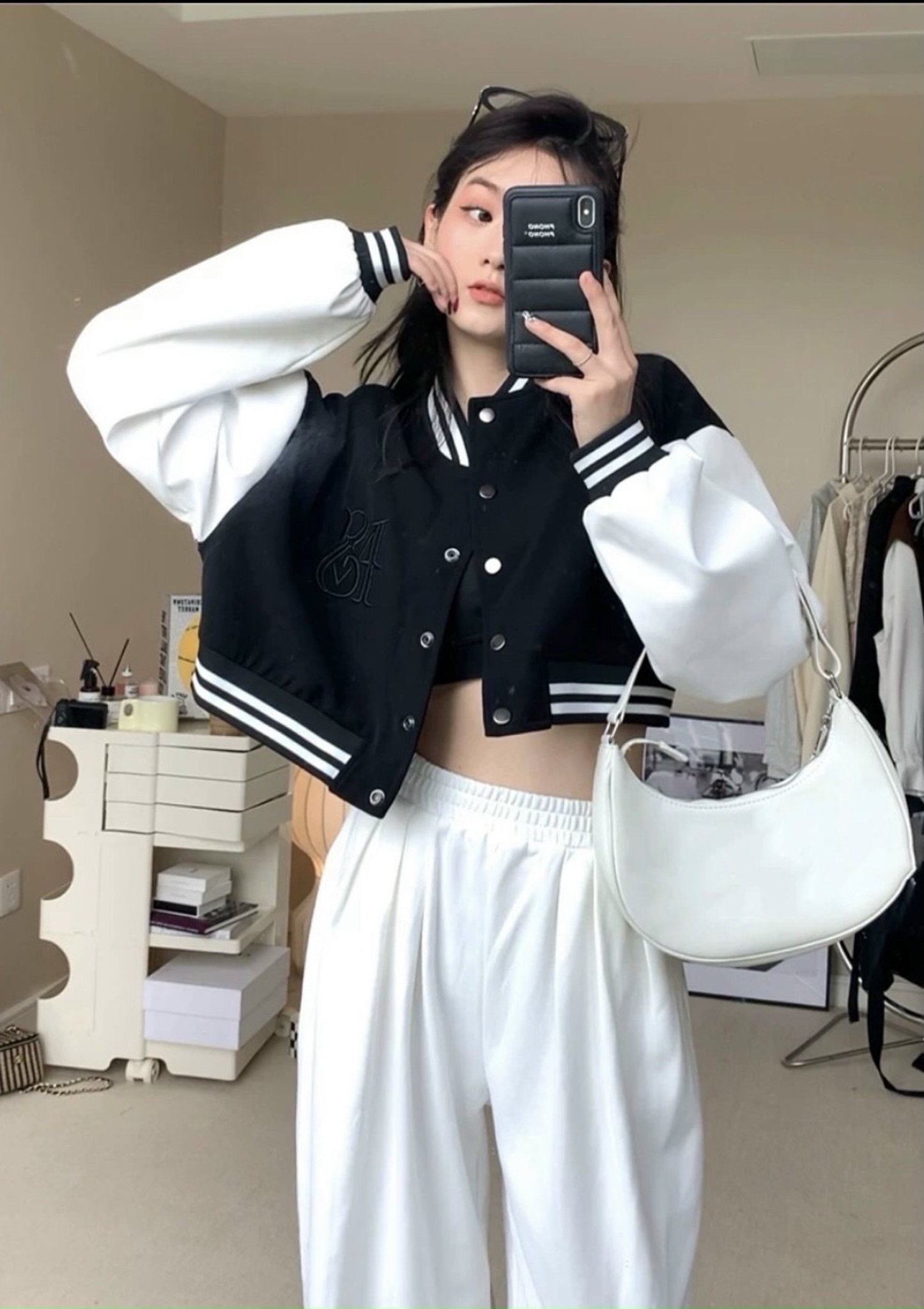 Áo khoác Bomber nữ họa tiết phối màu logo Thêu  cực chất MẪU LỬNG hàng cao cấp QC Croptop