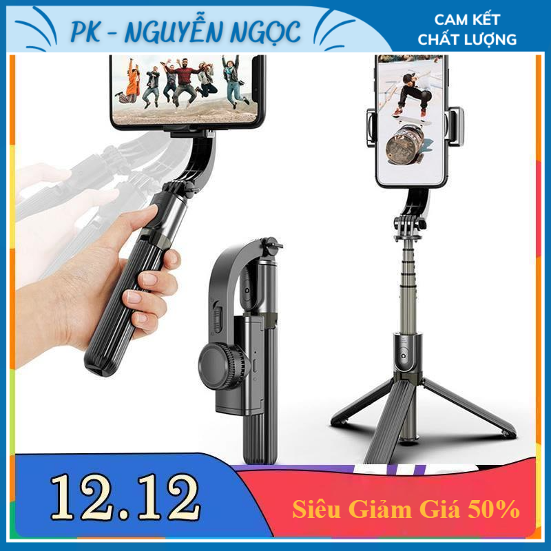 【BH 1 ĐỔI 1】Gậy Chống Rung Điện Tử Gimbal L08 Có Bluetooth - Gimbal Điện Thoại Chống Rung - Có Chân Đỡ Tự Đứng-NBL08