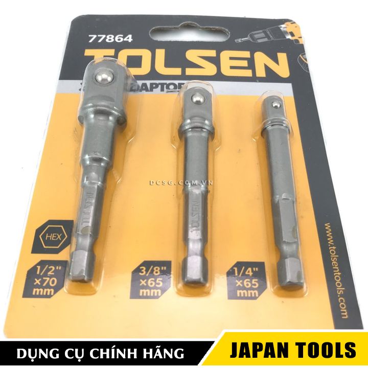 Bộ 03 đầu chuyển vít sang bu lông 1/2"-3/8"-1/4" Tolsen 77864 | Japan Tools