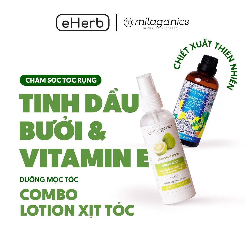 Combo serum & lotion bưởi kích thích mọc tóc, ngăn ngừa rụng tóc milaganics