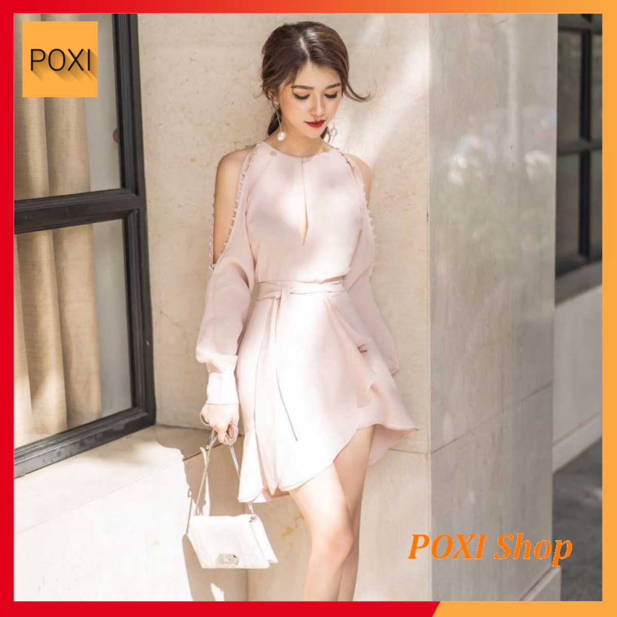 [HCM][ẢNH THẬT] ĐẦM LUCKY DRESS (Có Dây Eo - Hồng Cam Nude )