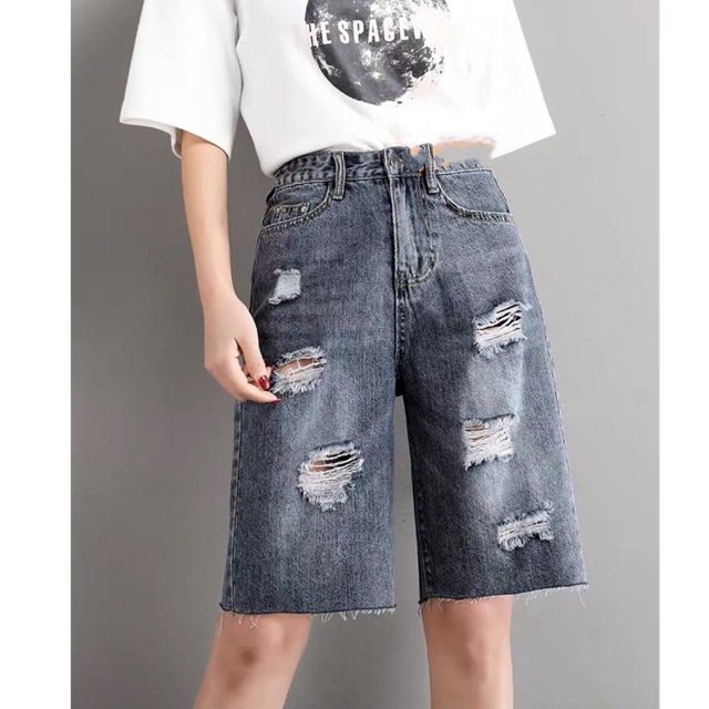 [HCM]Quần jean ngố / lửng BIG SIZE lưng cao phom RỘNG đẹp thời trang hot trend màu xám đen 3295 Molijean