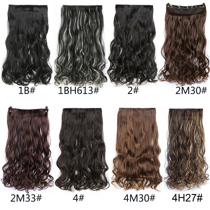 Kẹp Thẳng Dài Nối Tóc Tổng Hợp Một Mảnh, 5 Kẹp Tóc Giả Màu Vàng Tóc Đen