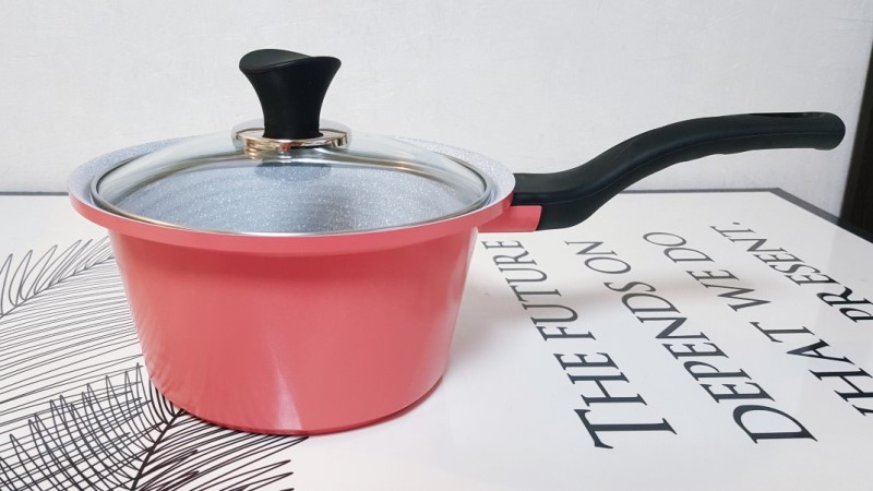 [Hoàn tiền 20%] Ecoramic Nồi quánh vân đá ceramic Hàn Quốc 1 tay cầm 18 cm - màu hồng