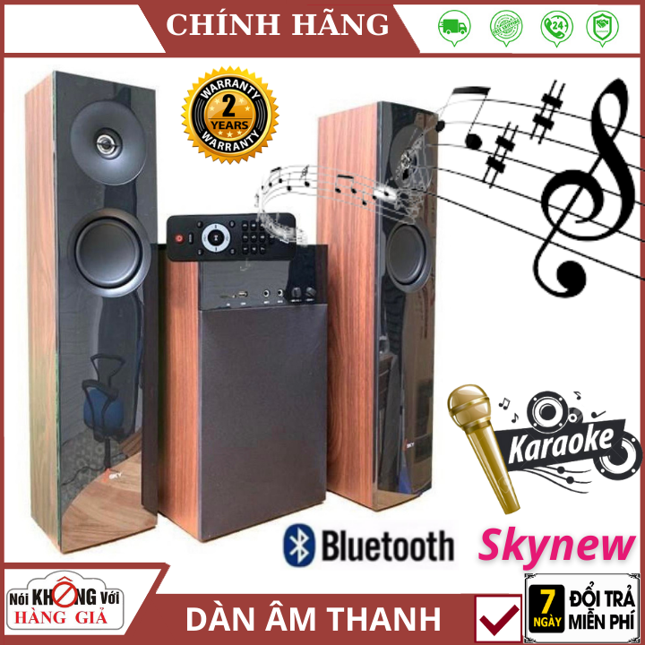 Dàn Âm thanh karaoke gia đình , Loa để kệ tivi Skynew SKN-325 vân gỗ, tích hợp bluetooth, kết nối tivi, iphone, ipad, smartphone hát karaoke