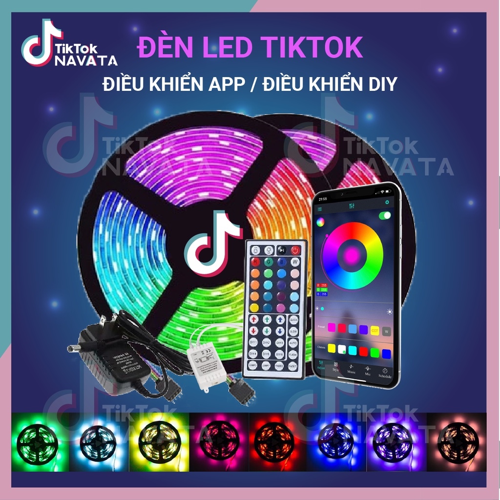 Mua 3 tặng 1 Đèn Led TikTok 5m 10m Điều Khiển APP 16 Triệu Màu Pha Màu DIY đèn trang trí phòng ngủ Led 5050 RGB Loại Tốt