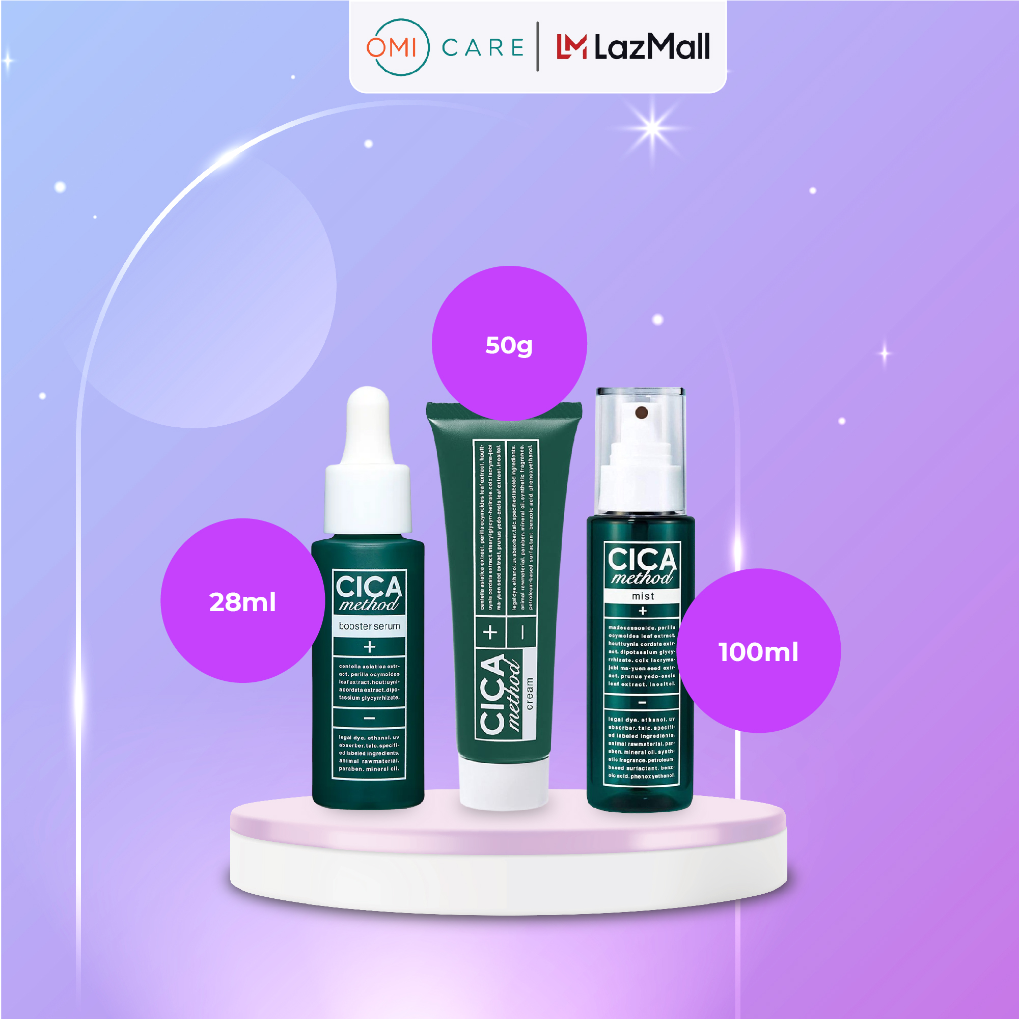 Combo chăm sóc toàn diện cho da mụn Cica Method (Kem dưỡng, tinh chất và xịt phun sương)