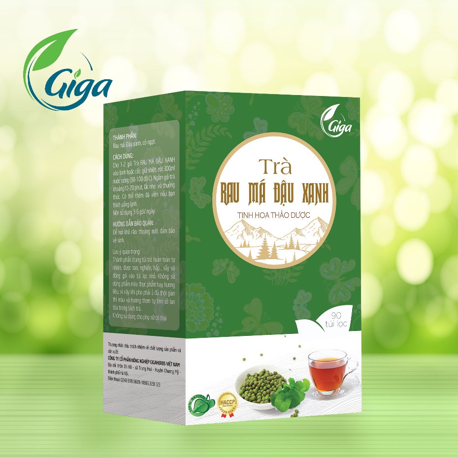 Trà túi lọc rau má đậu xanh gigaherbs bổ thận, thải độc mát gan