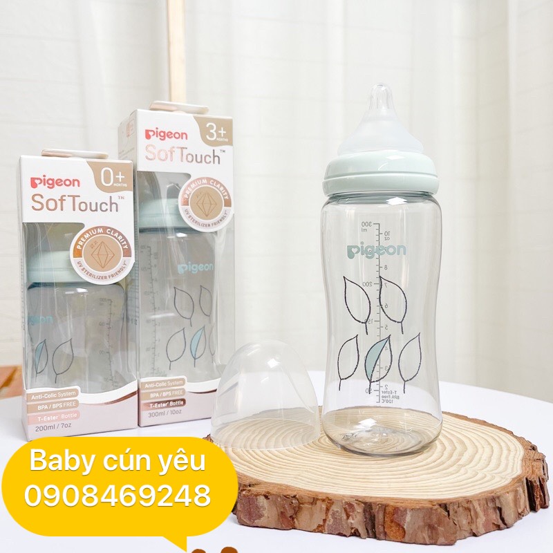 Bình sữa Pigeon cổ rộng siêu trong T- Ester dung tích 200ml/ 300ml