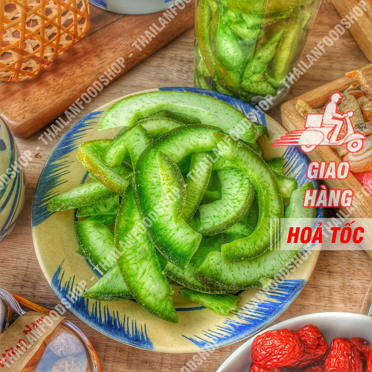Vỏ bưởi xanh sấy dẻo thái lan lon 300gr