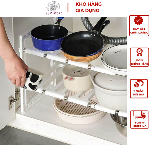Kệ để xoong nồi gầm bếp 2 tầng đa năng gọn gàng, ngăn nắp