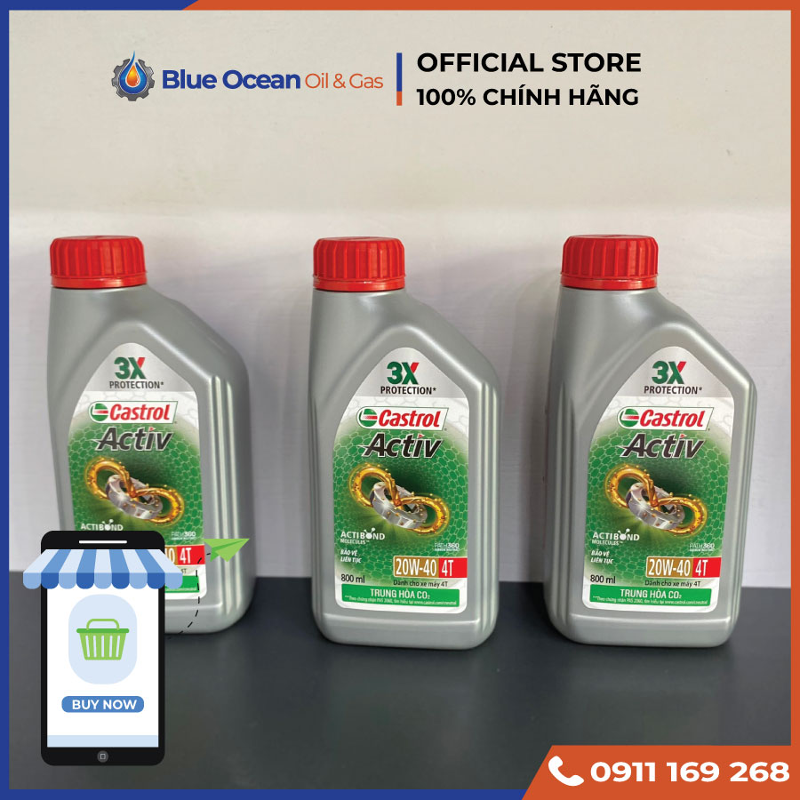 Dầu nhớt cao cấp xe số castrol activ actibond 20w40 4t 800ml