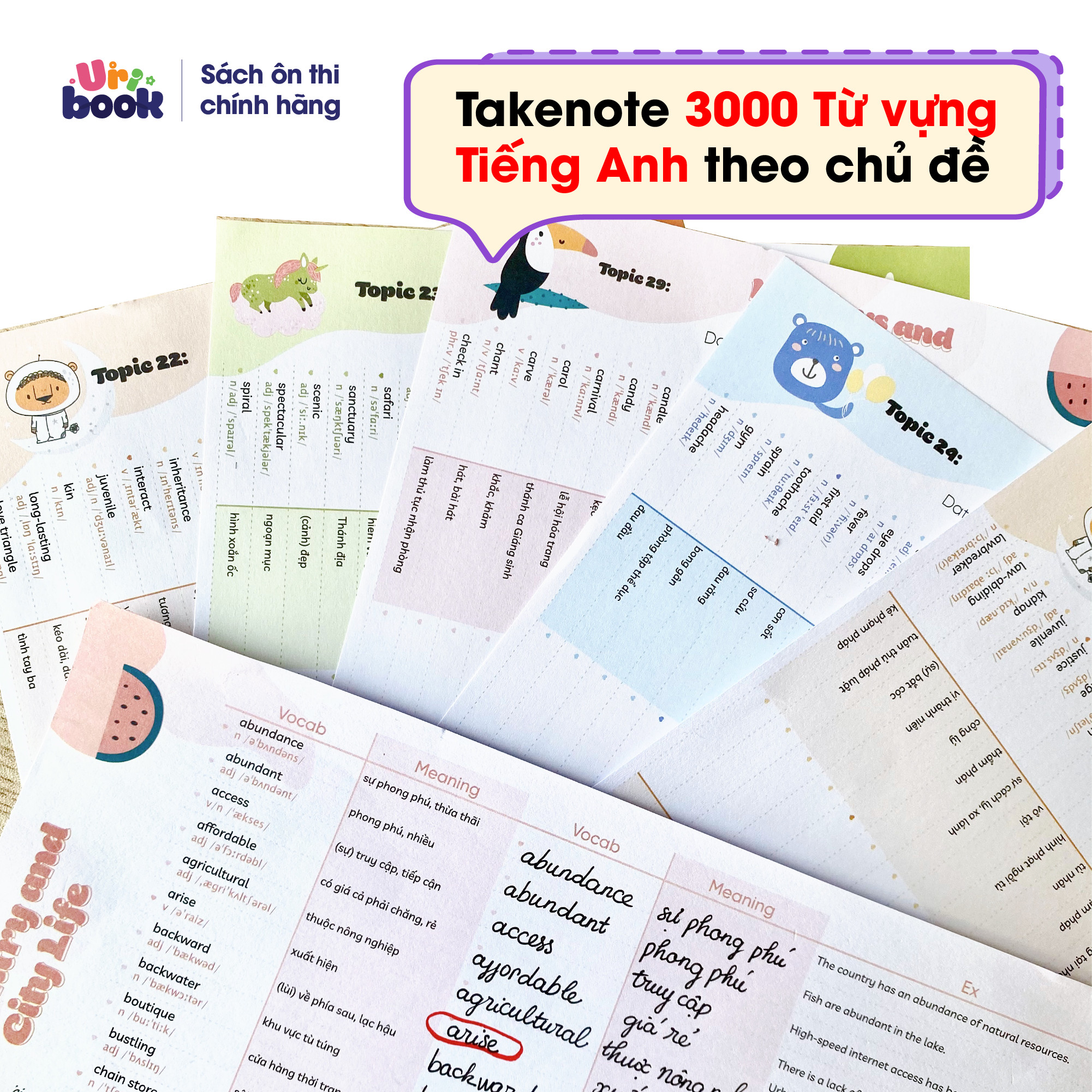 Set 150 tờTAKENOTE 3000 từ vựng Tiếng Anh theo chủ đề thông dụng nhất - Nhà sách Ôn Luyện