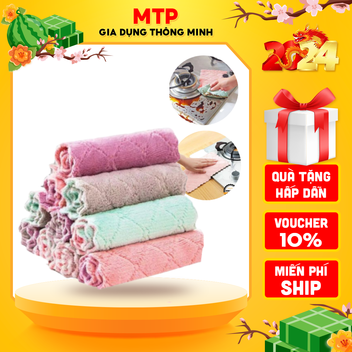 Combo 20 Khăn lau bếp đa năng siêu thấm nước, khăn lau tay nhà bếp, khăn lau kính, khăn lau giá rẻ