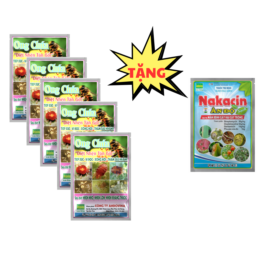 Ong chúa 100gr - tặng 1 gói nakacin 100gr - thuốc trừ nhện đỏ, nhện trắng, nhện vàng, nhện kháng thuốc