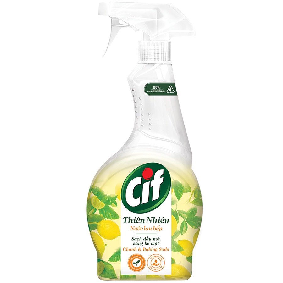 [HN] Nước Lau Bếp Cif Thiên Nhiên 500ML Chanh & Baking Soda Sạch Dầu Mỡ An Toàn/Hàng chính hãng Unilever