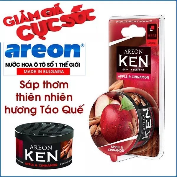 Sáp thơm ô tô hương táo & quế – Areon Ken Apple & Cinnamon