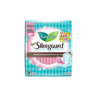 Bvs laurier super slimguard siêu mỏng 1mm 25cm 8 miếng