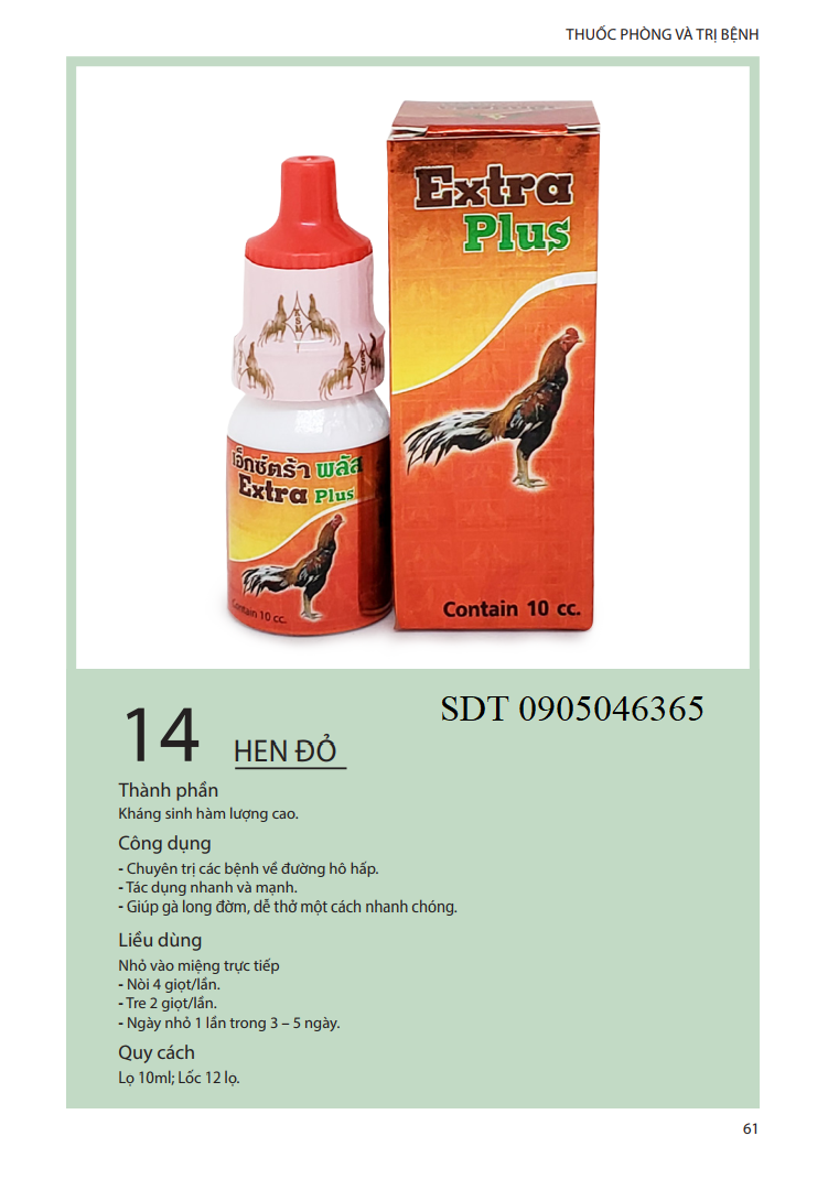 Thuoc trị bệnh gà đá - Hen đỏ trị hen khẹc khò sưng mặt