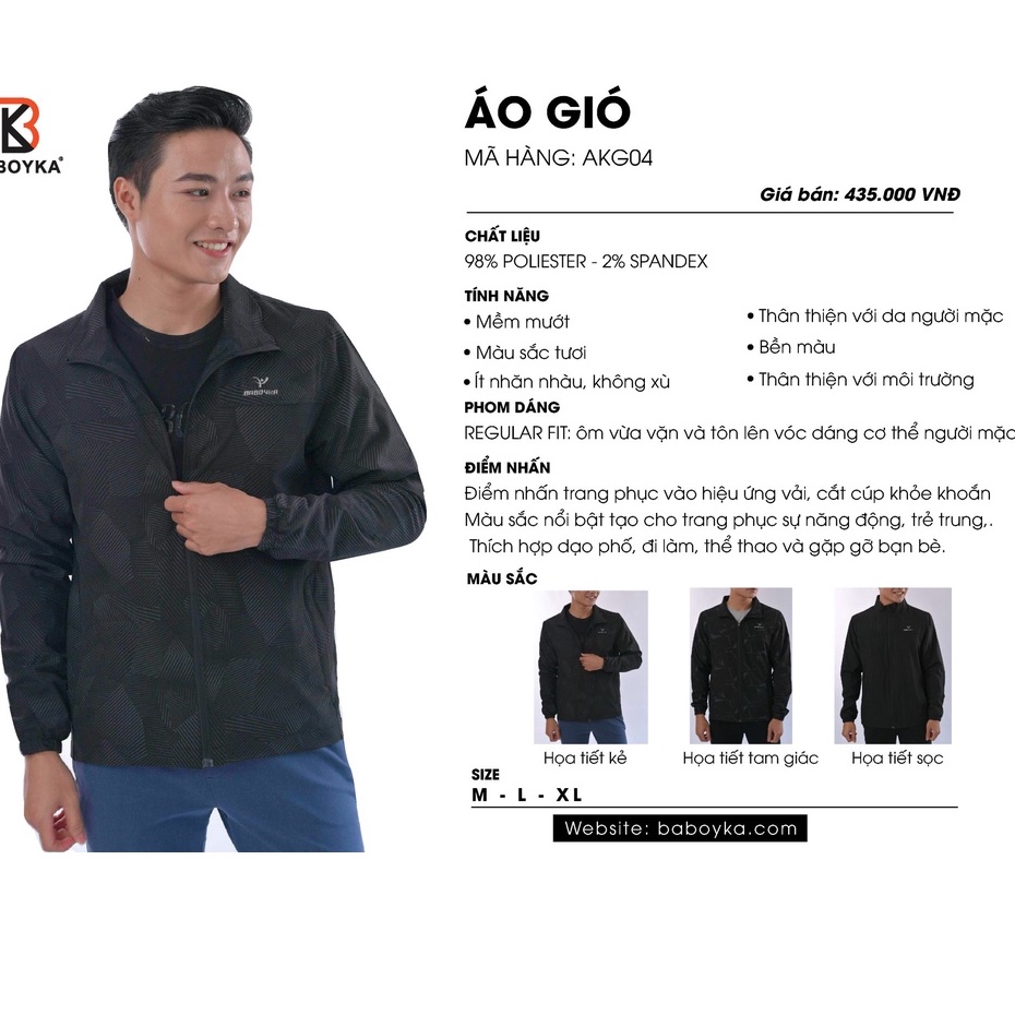 Áo gió mũ baboyka,áo gió nam thể thao baboyka,áo gió thương hiệu baboyka mã.bb485