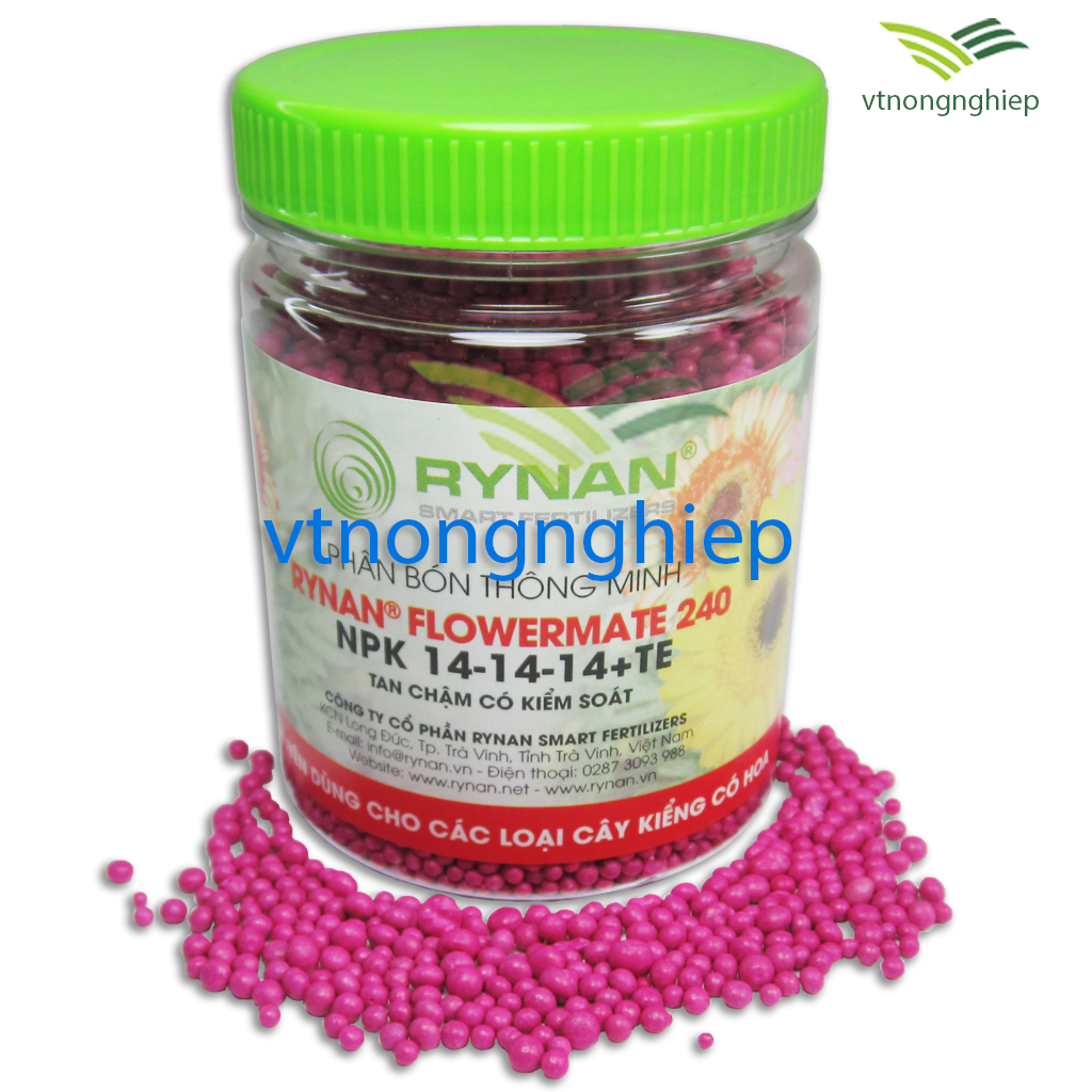 Phân bón Rynan-240, lọ 150, npk 14-14-14+te, phân bón thông minh rynan flowermate 240 cho cây kiểng có hoa, hoa lan