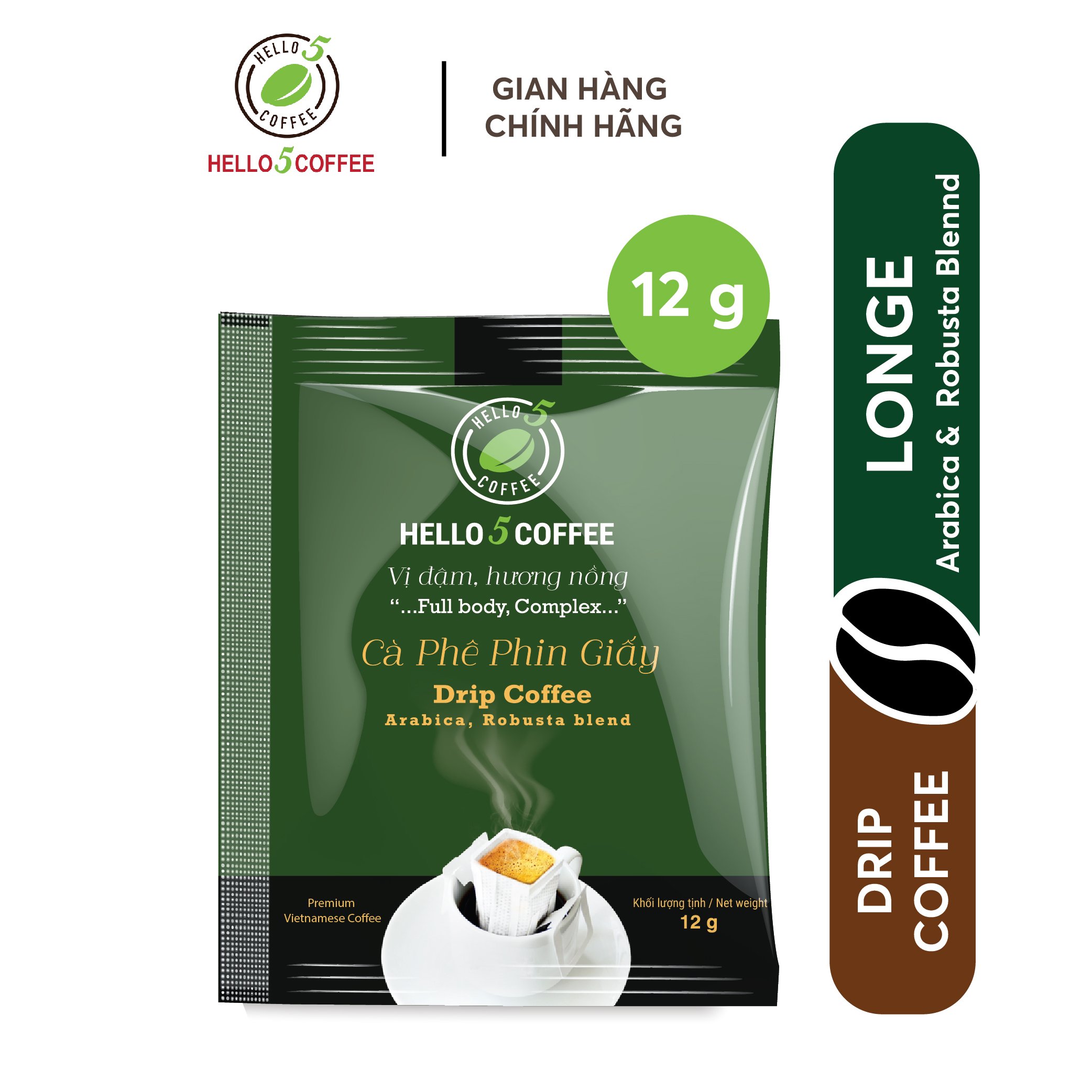 Cà phê phin giấy - hello 5 coffee gói 12 gram