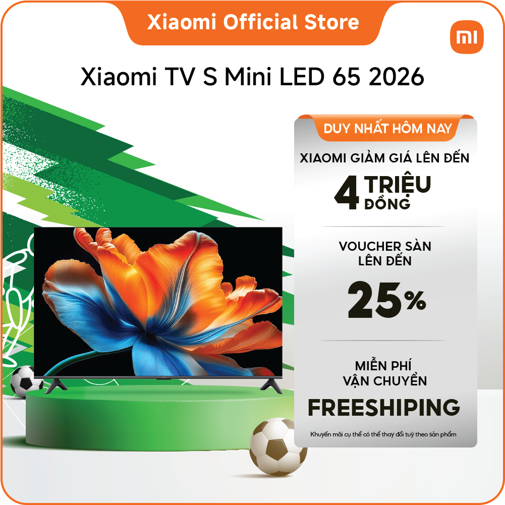 Xiaomi TV S Mini LED 65 '' 2026 | QD-Mini LED với 384 vùng cho độ tương phản sâu và chi tiết sống động | Tần số quét gốc 120Hz cho chuyển động siêu mượt | Lên đến 1200nits độ sáng cao nhất cho độ rõ nét ngoạn mục | Trải nghiệm điện ảnh đắm chìm
